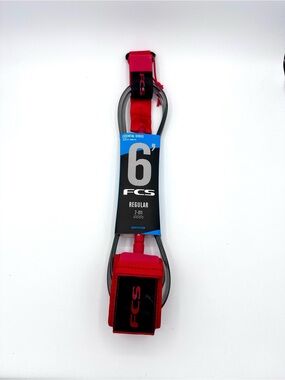 FCS 6’ Essential Regular Surf Leash RED